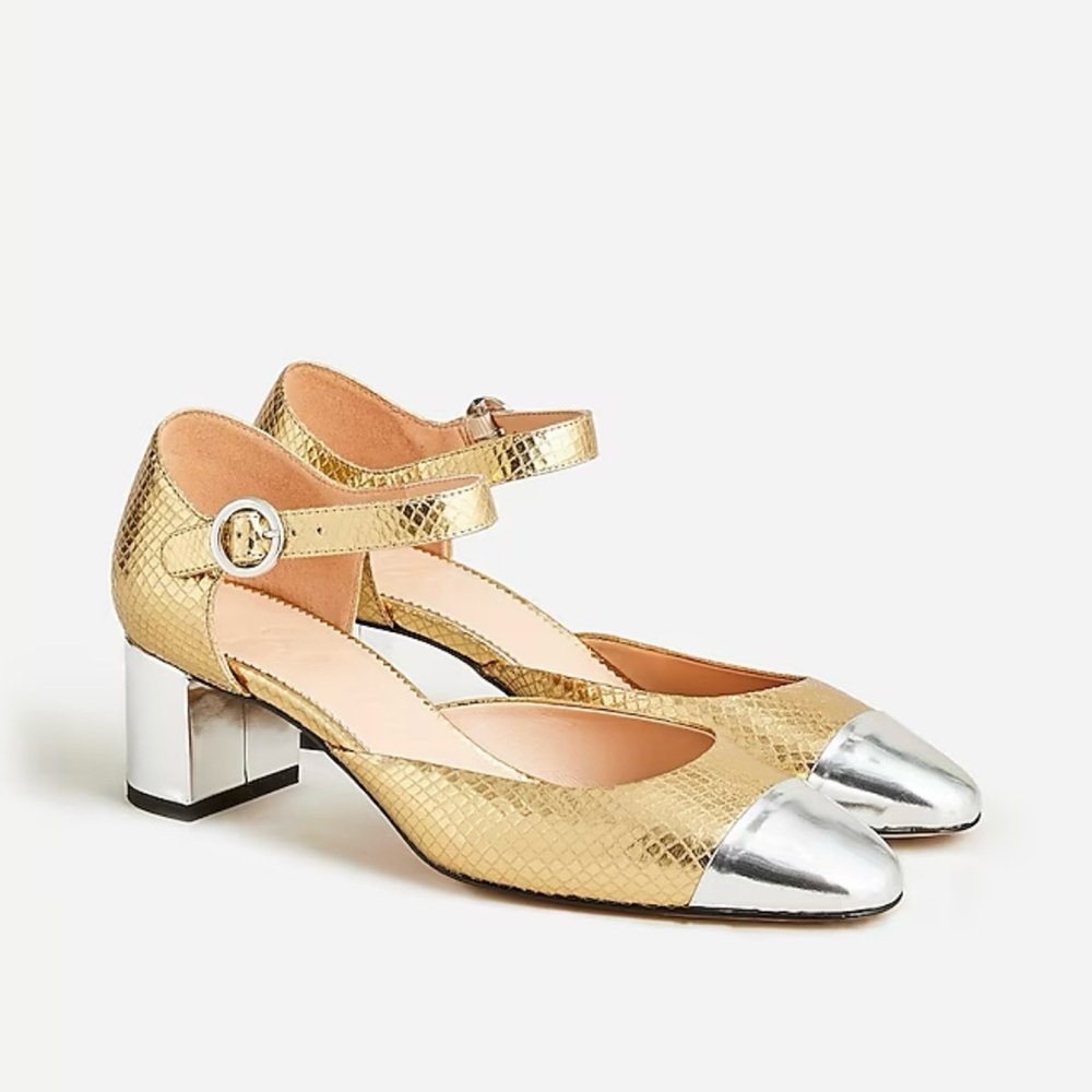 Millie ankle-strap heels in snake-embossed Italian leather